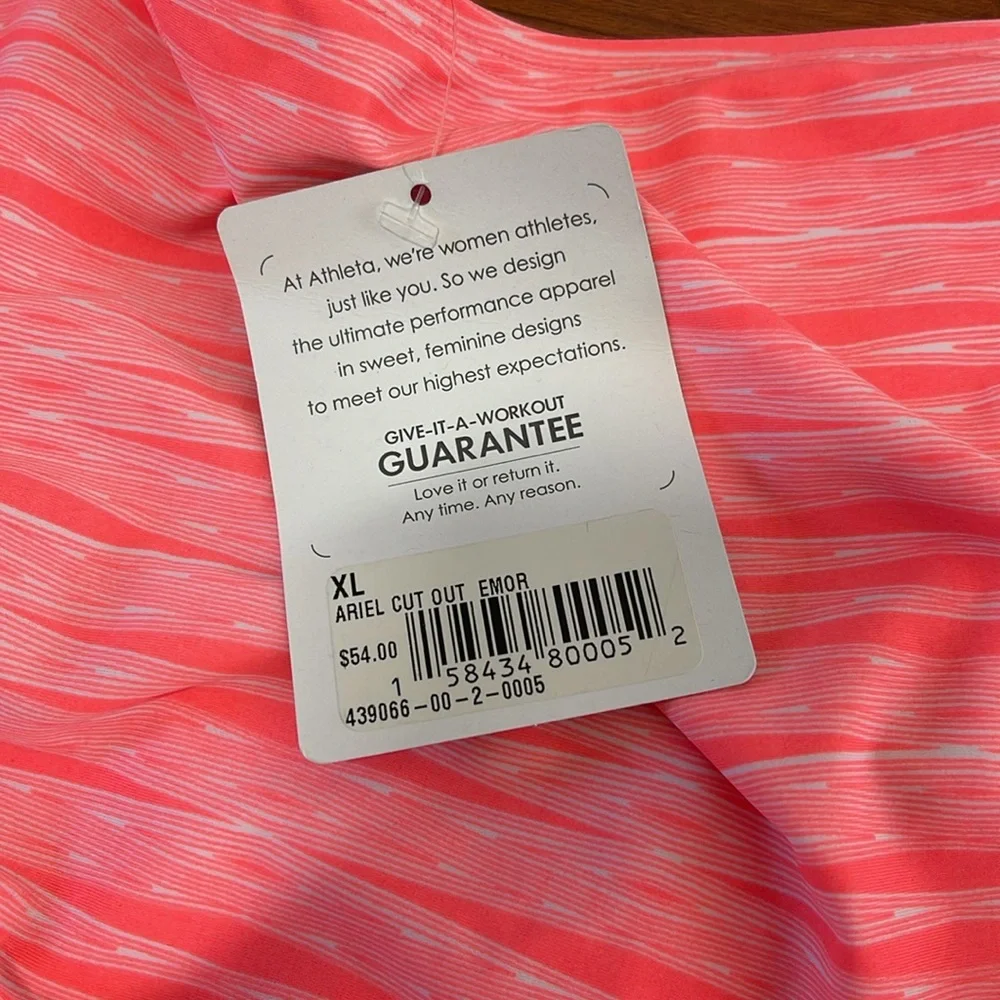 COPY - NWT Athleta Pink and White Ariel Cut Out Emor Swimsuit Bikini Bottoms
